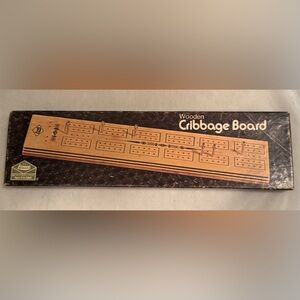 Vintage E.S. Lowe Cribbage Board Wooden Milton Bradley Wood Board Card Game 1975